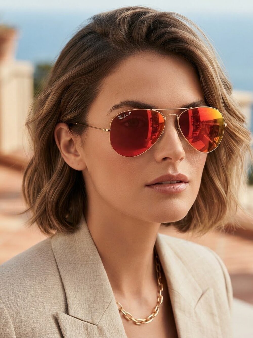 Ray-Ban Aviator Sunglasses Mirror Large 3025 Orange 58-14